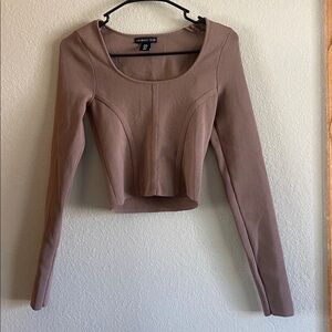 2- piece Long Sleeve Cropped Top with Skirt
